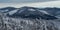 Kysucke Beskydy with highest Velka Raca hill and Zapadne Tatry mountains from Kykula hill above Oscadnica village on slovakian -