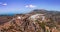 Kythira island, Greece. Aerial view of  Chora town buildings and Venetian castle, rocky landscape