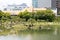 Kyu Shiba Rikyu Garden in Tokyo, Japan. The garden is one of two surviving Edo period clan gardens in