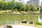 Kyu Shiba Rikyu Garden in Tokyo, Japan. The garden is one of two surviving Edo period clan gardens in