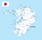 Kyushu Map. Map of Japan Island. White color