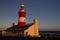 L Agulhas Ligthouse at the most southern point in Africa, during sunset