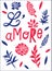 L`amore, love concept t-shirt print and embroidery