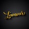 L Amour gold calligraphy hand lettering on black background. Love inscription in French. Valentines day typography