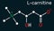 L-carnitine, Levocarnitine, Carnitine, C7H15NO3 molecule. Skeletal chemical formula