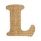 L, Letter of the alphabet - Burlap Background Texture. White background