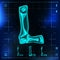 L Letter Vector. Capital Digit. Roentgen X-ray Font Light Sign. Medical Radiology Neon Scan Effect. Alphabet. 3D Blue