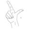 L is the twelfth letter of the alphabet in sign language. Gesture in the form of the letter l, the index finger shows up