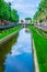 La Bassa river flowing through the city center of Perpignan, France