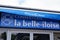 La Belle iloise logo and text sign front of French store of canned fish from Brittany