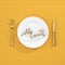A la carte Quote Typographical Background with fork and knife 3D rendering 3D illustration