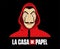 La Casa De Papel Title With Dali Mask And Red Clothes Design Graphic Netflix Film Vector
