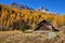 La Claree Valley with Fall colors. Haute VallÃ©e de la ClarÃ©e, NÃ©vache, Hautes-Alpes, Alps, France