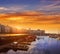 La Coruna Port sunrise in Galicia of Spain