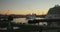 La Coruna, Spain - APRIL 14, 2022: The cruise ship leaves the port at sunset.