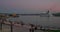 La Coruna, Spain -NOVEMBRE 14, 2022: The cruise ship leaves the port at sunset.