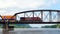 LA CROSSE, WI - 21 JUL 22: Freight train on a railway bridge over the river