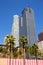 LA Downtown Los Angeles Pershing Square palm tress