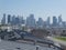 La DÃ©fense business district in a blue sky with zinc roofs at the front