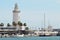 La Farola lighthouse at entrance to Malaga harbour, Spain