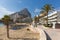 La Fossa playa Calp Spain Costa Blanca with view of the rock landmark PeÃ±Ã³n de Ifach