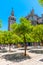 La Giralda bell tower viewed from patio de los naranjos at the cathedral of Sevilla, Spain