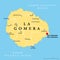 La Gomera island, political map, part of the Canary Islands, Spain