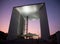 La Grande Arche in La Defense in Paris at sunset