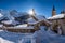 La Grave, Hautes-Alpes, Ecrins National Park, Alps, France: The local village of La Grave and its church in Winter