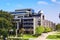 La Jolla, California, USA - April 3, 2017: Fallen Star by Do Ho Suh - skewed house on top of Jacobs School of Engineering, UCSD.