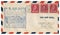 La Junta, Colorado, The USA  - 15 November 1940: US historical envelope: cover with cachet Air Mail First flight, red postage stam