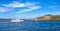 La Maddalena, Sardinia, Italy - Panoramic view of La Maddalena archipelago Tyrrhenian Sea coastline with La Maddalena island