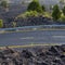 La Palma road detail in volcanic lava landscape