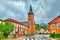 La Petite-Raon, town hall and the church. Vosges Department, France