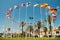 LA PINEDA, SPAIN - August 8th, 2014: Flags of many countries of European Union