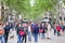 La Rambla - famous street full of tourists in Barcelona, Spain