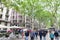 La Rambla - famous street full of tourists in Barcelona, Spain