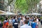 La Rambla Pedestrian Mall Crowded with Tourists