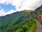 LA RHUNE, FRANCE - march 28, 2019:Rhune Gear Train. Old wooden train and rack railway system in Franci that ascends Mount Larrun,