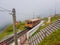 LA RHUNE, FRANCE - march 28, 2019:Rhune Gear Train. Old wooden train and rack railway system in Franci that ascends Mount Larrun,