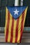 La Senyera Estelada is the flag waved by supporters seeking Catalonia`s independence from Spain