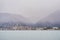 la spezia harbour in winter time during snow storm