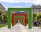 LA SPEZIA, ITALY, MAY 15, 2019: Piazza Verde in the centre of La Spezia town with red and green arches by Daniel Buren