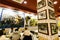 La Taurina restaurant, Madrid: bullfighting mosaics, corrida photographs, bull-heads