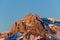La Tete du Colonney, Aiguille Rouge and Varan at sunset in Europe, France, Rhone Alpes, Savoie, Alps, in winter, on a sunny day