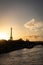 La Tour Eiffel & Alexandre II bridge silhouette at Paris - France