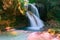 La Vaioaga waterfall encountered while trekking on Nera Gorges during summer, Romania