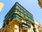 La Valletta building, Malta, green balconies