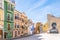 La Vila Joiosa, Spain- March 28, 2023: View to beautiful Villajoyosa street with multi-colored houses. Villajoyosa -