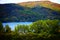 Laacher See with the sailing harbor in autumn